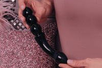 Black Obsidian Yoni Wand - The Beaded Curve Shadow: Intimate Wellness & Care - Yoni Wanderland