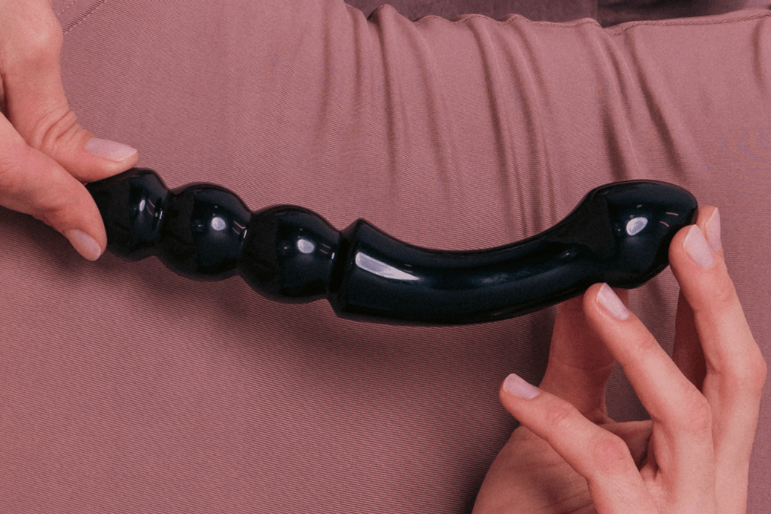Black Obsidian Yoni Wand - The Beaded Curve Shadow: Intimate Wellness & Care - Yoni Wanderland